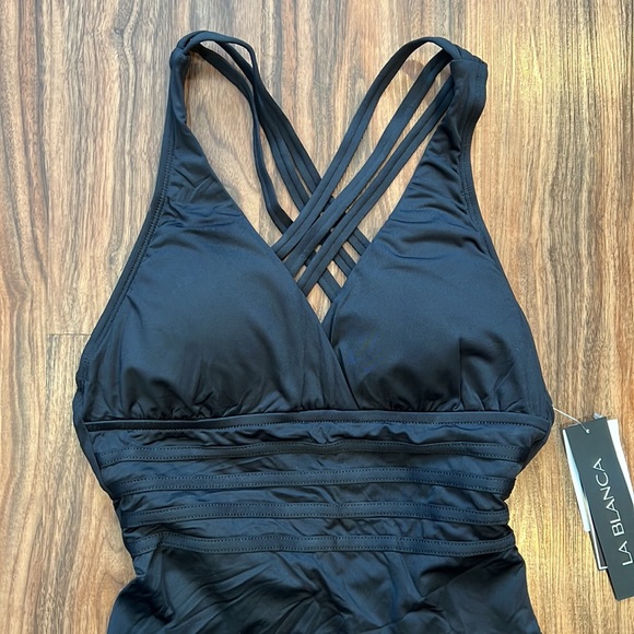 La Blanca Island Goddess Multi Strap Cross-Back One Piece - Picture 4 of 14